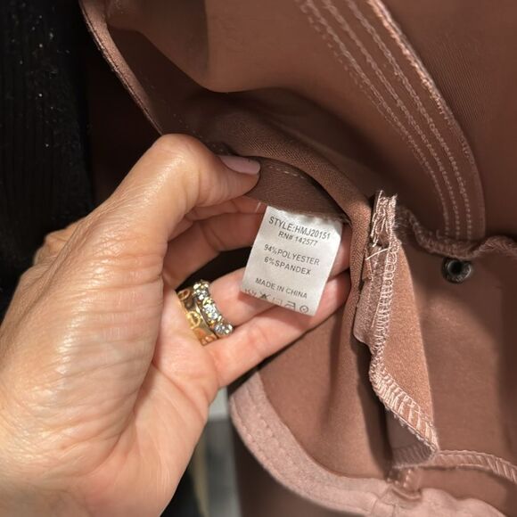 Haute Monde Women Jacket Moto Large Light Blush Pink Full Zip Stretch Faux Suede - Picture 6 of 7